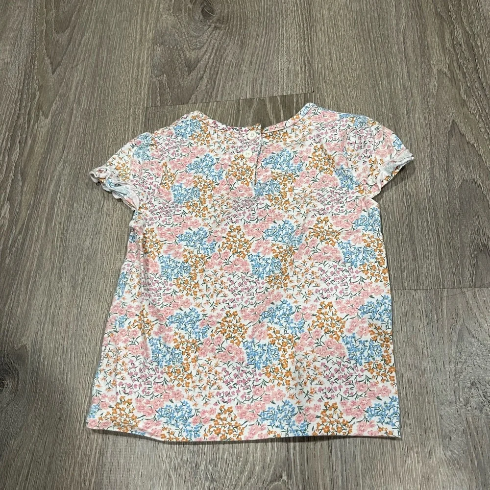 Little Lass pink cat floral jean romper size 6